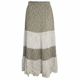 Mystree Blue and Cream Patterned Maxi Skirt Size Medium